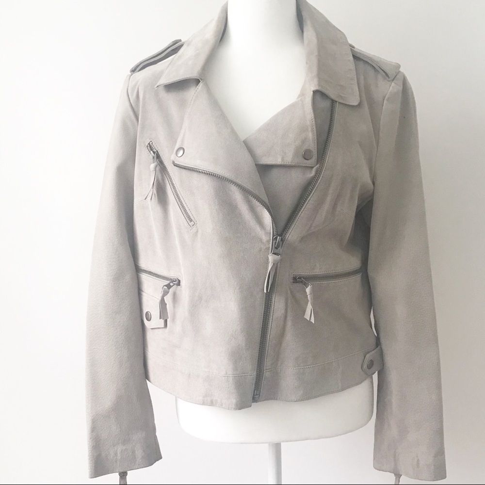 ASOS jacket suede leather MOTO jacket gray size 12